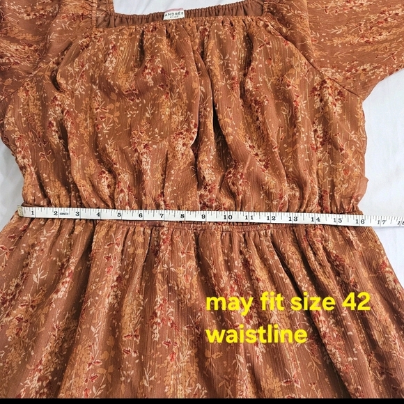 ANDREE BY UNIT Brown Long Sleeve Sundress Wedding Guest - Picture 10 of 15